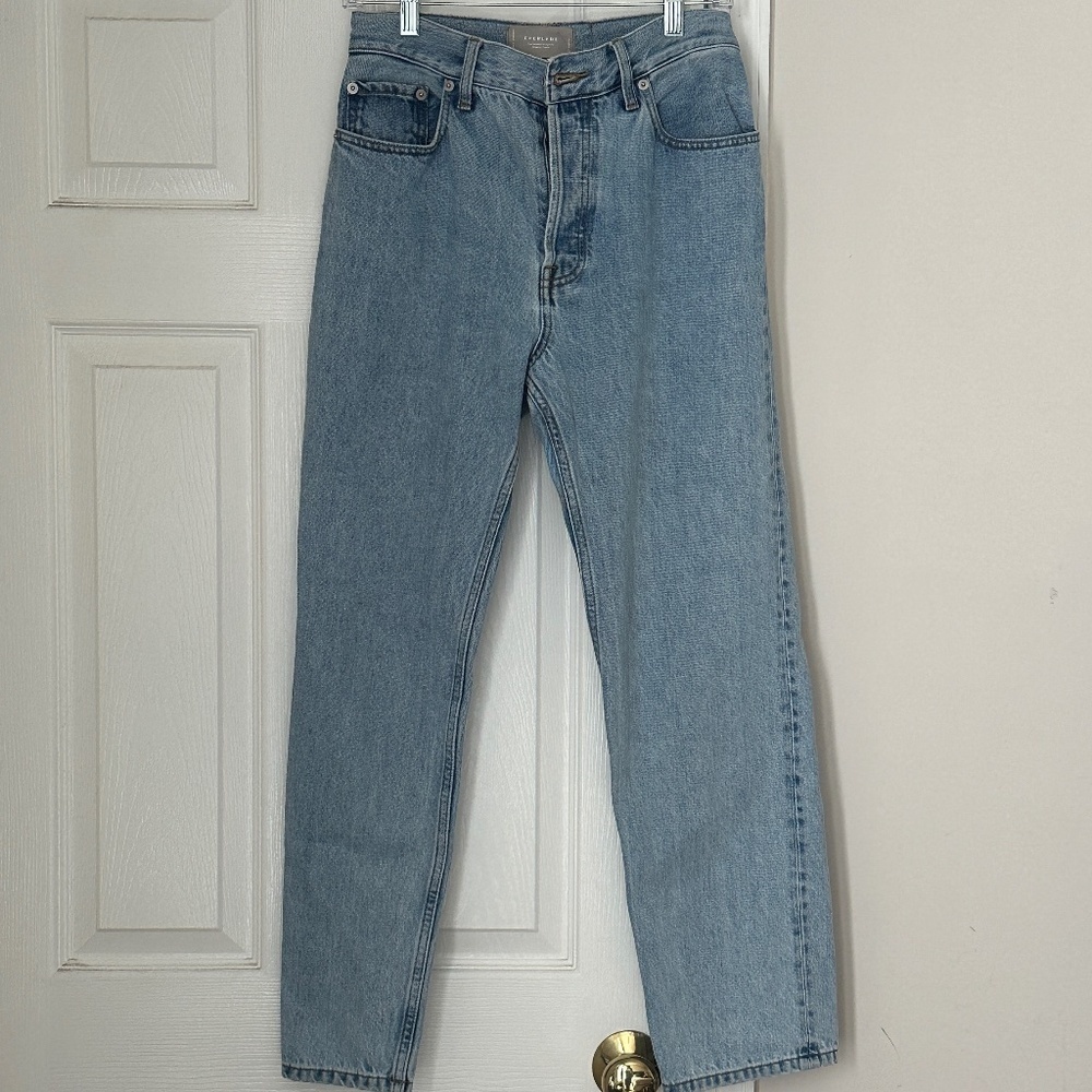 Women's Everlane Light Wash The Relaxed Straight Fit Organic Cotton Jeans 27 Reg
